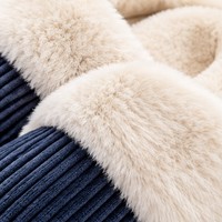 Pantoufles en velours côtelé à lanières croisées, doublées de fourrure, pour l'hiver, chaussures d'intérieur