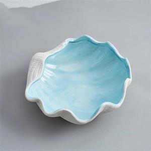Style <span class=keywords><strong>nordique</strong></span> en céramique sirène coquille stockage décor plaque ensemble bleu ciel en céramique bijoux boîte de rangement assiettes support - Product Image 5
