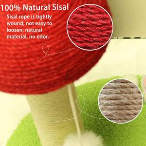Schattige paddenstoelvormige natuurlijke sisal krabpaal voor katten, interactief speelboom voor binnenkatten - Product Image 3