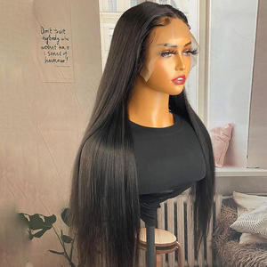 Pelucas de cabello humano con encaje frontal transparente 13x4, <span class=keywords><strong>peluca</strong></span> Frontal de encaje recto brasileño para mujeres negras, pelucas con cierre de encaje prearrancado - Product Image 2