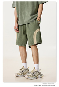 Shorts de verano estilo hip-hop con paneles en contraste, shorts cortos de corte recto y holgado, shorts casuales a la moda para hombre - Product Image 2