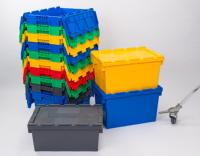 Entrepôt Stockage industriel Déplacement PP Attaché Couvercle Conteneurs Boîte de Chiffre d'Affaires en Plastique pour Transport Tote