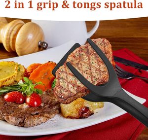 Utensilio de Cocina 2 en 1 Ecológico de Silicona con Colores Variados, Pinzas y Espátula para Cocinar Bistecs, Huevos y Panqueques en Casa - Product Image 5