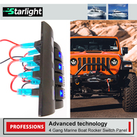 Panel de interruptores de barco Plug & Play de 4 bandas, interruptores basculantes impermeables de 12/24V con luz LED azul para coche/RV/UTV