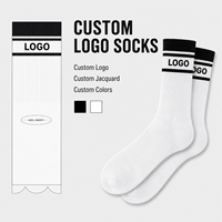 Chaussettes de sport rayées pour hommes avec logo personnalisé, chaussettes athlétiques en coton confortables personnalisées
