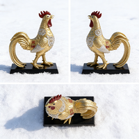Figurine en résine de coq doré, statue de poulet porte-bonheur, ornement de décoration Feng Shui pour la maison, porte-bonheur et décoration de table