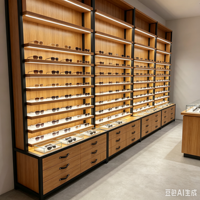 Étagère de présentation en verre trempé, vitrine anti-éclats, mobilier pour magasin d'optique et aménagement intérieur complet du magasin