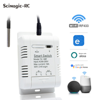 F0201 Wifi eWeLink TH16 Commutateur Moniteur de température Compteur avec câble de capteur Kit domotique intelligent Alexa Echo Voice