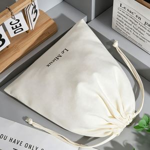 Wholesale Eco Friendly Large Cotton Linen Pouch Custom <b>Drawstring</b> Dust Bag for Clothes Packaging - Product Image 2