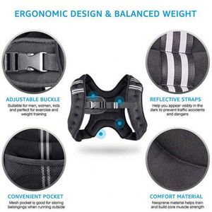 Heavy Duty Iron Sand Pocket Adjustable Breathable Strength Training Fitness Jogging Running Body Reflective Stripe <b>Weight</b> <b>Vest</b> - Product Image 4
