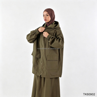 Ensemble Abaya Modeste Deux Pièces pour l'Extérieur – Veste Coupe-Vent à Capuche Personnalisée pour Femme Musulmane avec Jupe Longue Maxi