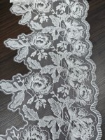 Dentelle florale en maille brodée de pivoines blanches de 16,5 cm, garniture écologique transparente et élégante à bord festonné, accessoires