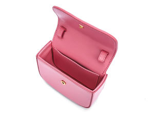 Bolso Bandolera de Cuero Genuino a la Moda, Elegante Bolso Bandolera Rosa para Mujer, Bolso de Maquillaje Portátil para Chicas - Product Image 3