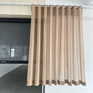 Cortina Moderna de Lino Marrón con Ondas Transparentes, Color y Tamaño Personalizables, Ecológica para Sala de Estar - Product Image 4