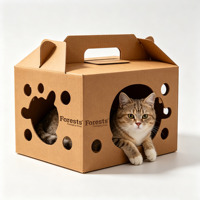 Boîte de transport pour animaux de compagnie, chien, chat, petite taille, durable, en carton ondulé, avec doublure en éponge, recyclable