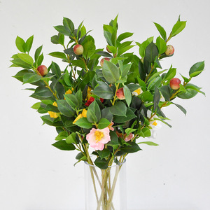 Fiori artificiali blu per esterni, 28 cm, camelia finta con steli