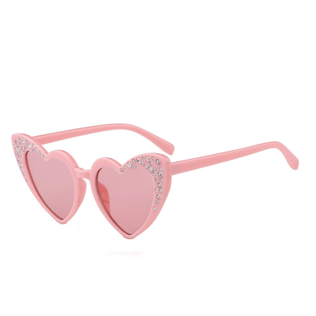 2024 love Children Sunglasses Fashion Peach Heart Kid Sunglasses High Grade Rhinestone Heart Shaped Children Sunglasses