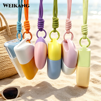 Emballage de crème solaire portable et mignon avec cordon de suspension, flacon de lotion en plastique vide personnalisable de 50 ml, conteneur cosmétique de voyage en plein air