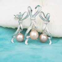 S060042 bricolage 7-8mm naturel perle d'eau douce ensemble de bijoux 925 en argent Sterling bijoux de fiançailles collier pour les femmes