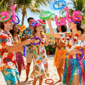 Jeu de lancer gonflable flamant rose le plus vendu, décoration de fête Luau, jouet flottant de plage hawaïenne, jeu de carnaval extérieur pour enfants - Product Image 2