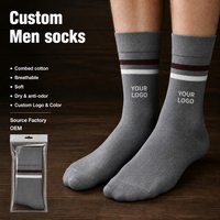 Chaussettes décontractées mi-mollet pour hommes, design personnalisé de haute qualité OEM, rayées, respirantes, en coton peigné premium, chaussettes d'été pour hommes