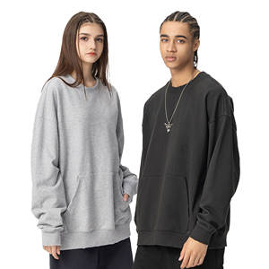 ODM Classic 420g Round Neck Silk Screen Print Black <b>Sweatshirt</b> Plain Thick Oversized <b>Sweatshirts</b> for Men - Product Image 4