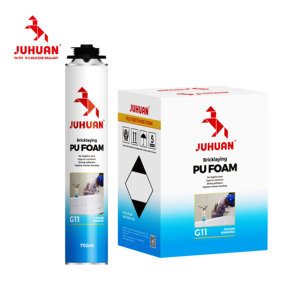 Adhésif en <span class=keywords><strong>mousse</strong></span> PU JUHUAN G11 pour la pose de briques, colle en <span class=keywords><strong>mousse</strong></span> à faible expansion ignifuge pour le collage de blocs AAC et de panneaux muraux légers - Product Image 4