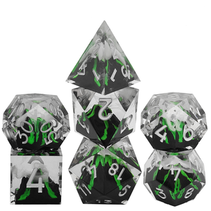 Ensemble de dés polyédriques Feeron HS personnalisés avec logo, 7 pièces, en résine écologique durable, thème aventure pour adultes, fleurs roses - Product Image 5