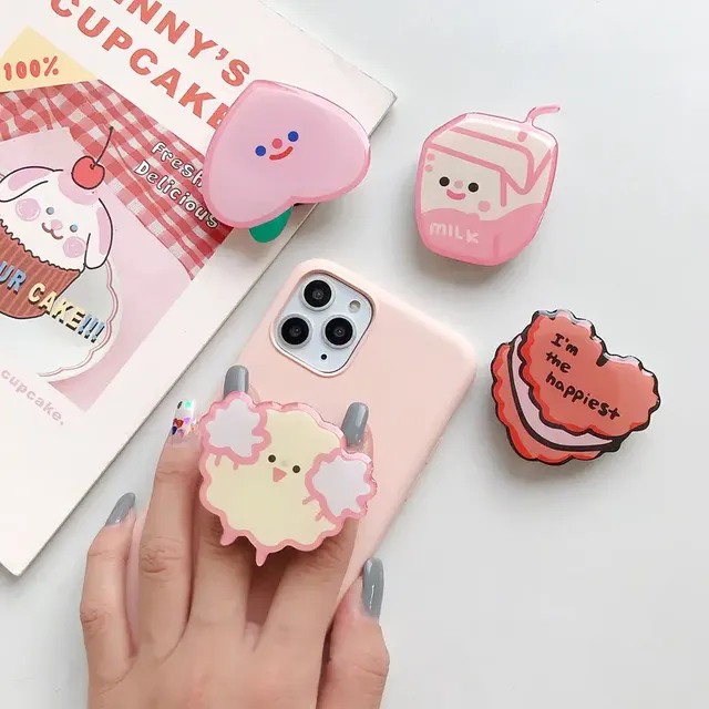 Promotion Gifts Acrylic Cell Phone Grip Mobile Phone Holder Custom Your Logo Cute Cartoon Phone Grip Socket