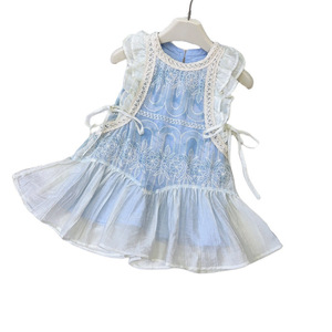 Vestido de Verano 2025 para Niñas, Estilo Coreano Occidental, Falda en Línea A de Algodón Suave, Vestido con Mangas Abullonadas para Niñas Pequeñas - Product Image 5