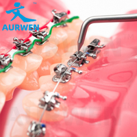 AURWEN Supports orthodontiques auto-ligaturants actifs en acier inoxydable avec clip à ressort pour un contrôle précis du couple, système Roth/M-B-T
