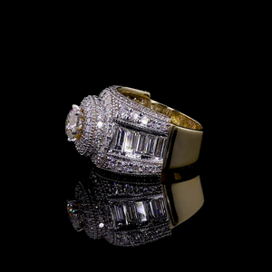 Bague de luxe Cluster-Or blanc 14K/18K, diamant cultivé en laboratoire, bague, pavé moderne, unisexe. - Product Image 2