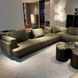 Sofa Bed Modular Seksional 3 Dudukan Beludru Mewah untuk Ruang Tamu Hotel, Bentuk Persegi Panjang - Product Image 1