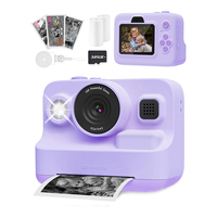 Appareil photo vintage pour enfant avec capteur CMOS, MP3 et filtre, vidéo 1080P, double objectif, impression thermique, écran IPS 2,4'', longue autonomie de la batterie, 4 jeux