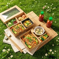 Bol à salade en papier kraft anti-fuite, écologique, avec couvercle en PET, récipient à soupe robuste