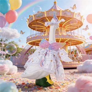 ชุดแฟนซีสำหรับสัตว์เลี้ยงลายการ์ตูนพิมพ์ลายลูกไม้ โพลีเอสเตอร์ สำหรับทุกฤดู ขนาด 23 นิ้ว รุ่นใหม่ล่าสุด ชุดยูนิคอร์นสำหรับสัตว์เลี้ยงในช่วงรับปริญญา - Product Image 2