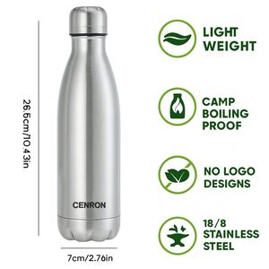 Stainless Steel Vacuum <b>Insulated</b> Water Bottle Shape Double Wall Travel <b>Flask</b> Minimalist Design Business Gifts Eco-Friendly 12-24 - Product Image 3