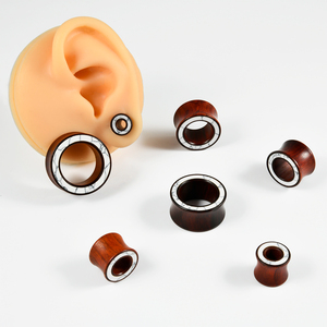 Tunnels d'oreille en bois de design haut de gamme, dilatateurs, plugs <span class=keywords><strong>creux</strong></span>, écarteurs, bijoux de corps unisexe pour mariage et fiançailles - Product Image 6