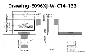 GME12864-41 0.96'' Mikro Mini Dokunmatik Olmayan Panel Ekran Beyaz SSD1315 	 128*64 	 4-SPI/I2C/8080 	 30 pinli Lehimleme - Product Image 5