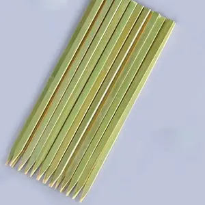 Fabricantes atacado Green Leather Flat Skewers Churrasco 16 Bamboo Skewers Flat à venda