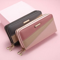 Dompet Panjang Wanita Model Vintage dengan Ritsleting, Bahan Kulit PU, Multifungsi, Dompet Koin Kecil dengan Banyak Slot Kartu