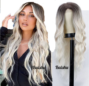Peluca <span class=keywords><strong>de</strong></span> Cabello Largo Ondulado con Degradado <span class=keywords><strong>de</strong></span> Color, Estilos Brasileños y Vietnamitas, Buena Calidad para Mujeres Negras, Venta al Por Mayor <span class=keywords><strong>de</strong></span> Fábrica - Product Image 6