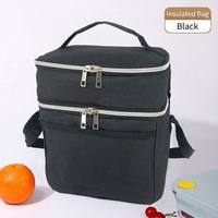 Boîte à lunch isotherme de qualité supérieure à 2 couches, sac isotherme gris, sac à bento pour pique-nique, école, bureau, grande capacité, étanche, design personnalisé