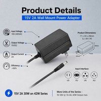 Chargeur d'alimentation 15V 2A 30W pour Litter Robot Cat 3/4 II 2 Bubble Open Air Self Cleaning Litter Hopper Adaptateur secteur 15V AC DC