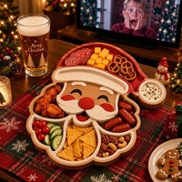 Plateau de service de Noël en gros, plateau à fruits et noix divisé, assiette de table créative pour les fêtes de fin d'année et la décoration de table à la maison