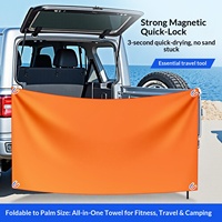 Serviette magnétique en microfibre double face en polaire à séchage rapide, portable, pour le bain, le sport et l'extérieur, avec impression de logo