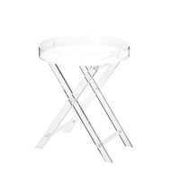 Table d'appoint pliable moderne en acrylique transparent pour café, avec emballage en carton écologique