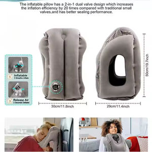 Aufblasbares Reise kissen Flugzeug-Nacken kissen Unterstützt bequem den Kopf und das Kinn des Zuges, die einen Nickerchen-Tisch nehmen - Product Image 5