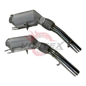 304กระแสน้ำวนไหลสูงท่อลงมาสำหรับมาเซราติแกรนเทอร์โม3.0T V6 2018-2023ด้วยแผงกันความร้อนไม่ตรวจสอบไฟเครื่องยนต์ - Product Image 4