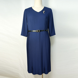 Chiffon Polyester <b>Plus</b> <b>Size</b> Pleated Dresses With Adjustable <b>Belt</b> - Product Image 5